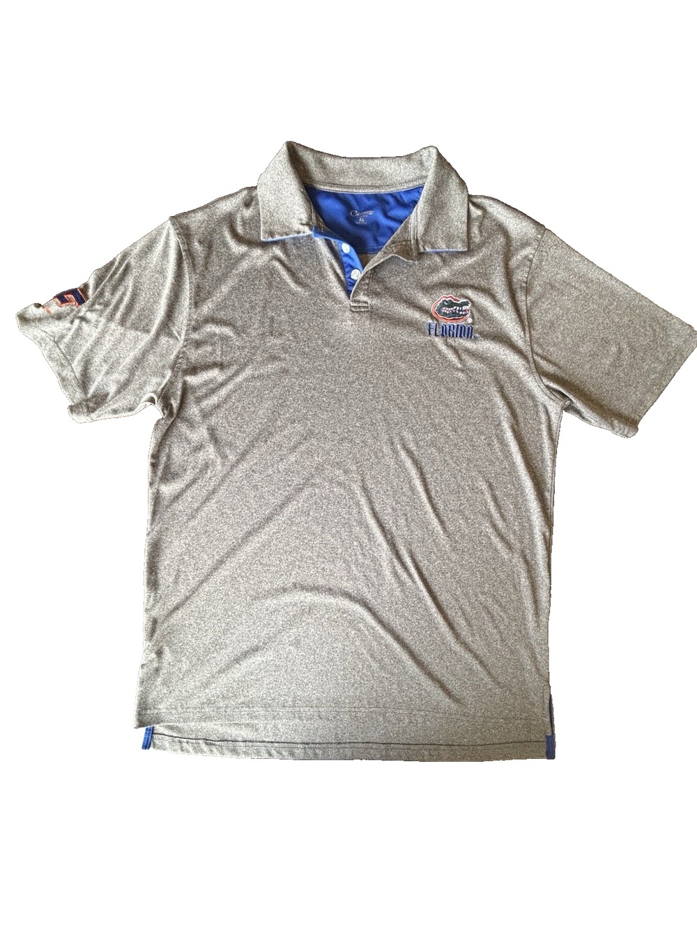 FL GATORS Men's Gray & Blue Polo Shirt Short Sleeve XL